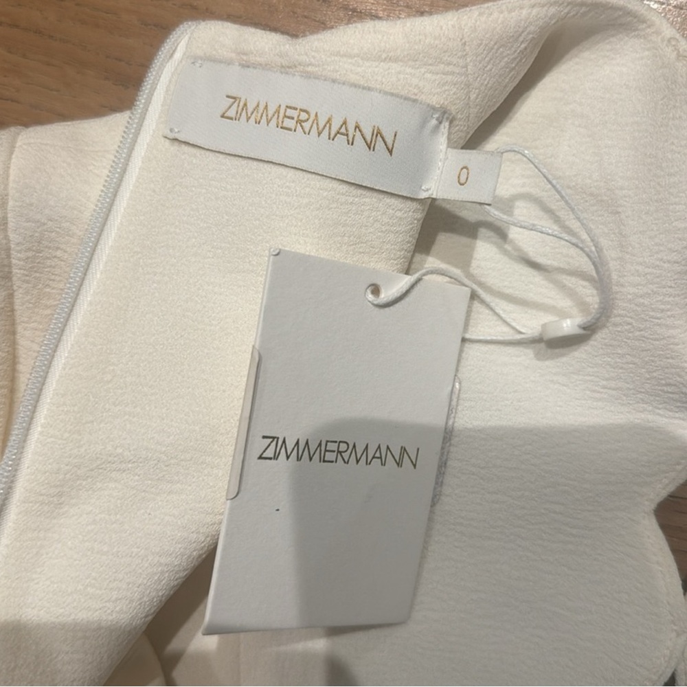 Zimmermann Cream Crop Blouse with Cut Out Mandarin Collar - Picture 2 of 4